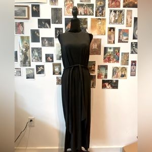 Banana Republic Grey Midi Tie Waist Dress w/ Side Slits M